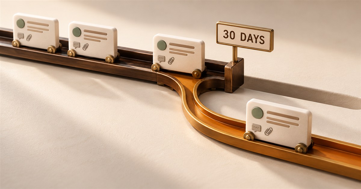 Linear issue records reach a 30-day recovery limit; an earlier saved copy continues along an amber branch
